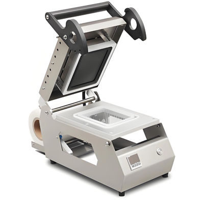304 Stainless Steel Manual Tray Sealing Machine with Adjustable Temperature Circle-cut Design for Labor-saving Fast Food Packaging