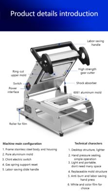 304 Stainless Steel Manual Heat Sealer Machine with Adjustable Temperature CE Certified for Food Tray Sealing