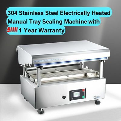 304 Stainless Steel Electrically Heated Manual Tray Sealing Machine with 1 Year Warranty