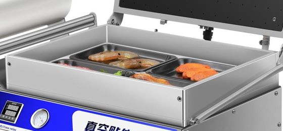 Hand Pressed Vacuum Skin Sealing Machine DQ320VST with Food Grade 304 Stainless Steel and 6061 Anodized Aluminum Mold for Fast Food Trays