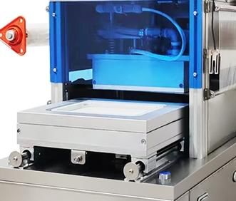 Fully Automatic Vertical Vacuum Skin Sealing Machine DQ305VSL with Food Grade Stainless Steel and 6061 Anodized Aluminum Mold for Food Containers