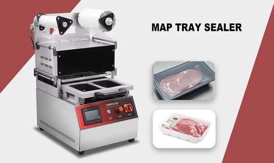 Manufacturer Low Price MAP Atmosphere Control Precise Gas Injection Pneumatic DQ270T-E Tray Sealing Machine Keeping Food Fresh