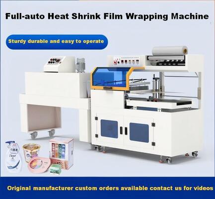 Fully Automatic High-Speed L-Type Sealing Cutting Heat Shrink Wrapping Machine PLC-Controlled Food Cartons Cans Tableware