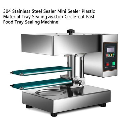 304 Stainless Steel Manual Tray Sealing Machine with Adjustable Temperature Circle-cut Design for Labor-saving Fast Food Packaging