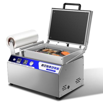 Hand Pressed Vacuum Skin Sealing Machine DQ320VST with Food Grade 304 Stainless Steel and 6061 Anodized Aluminum Mold for Fast Food Trays