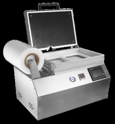 304 Stainless Steel Fully Automatic Touchscreen Plastic Tray Vacuum Skin Sealing Machine DQ380VST for Fast Food Packaging