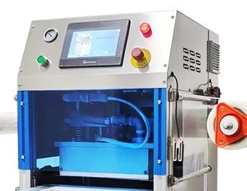Fully Automatic Vertical Vacuum Skin Sealing Machine DQ305VSL with Food Grade Stainless Steel and 6061 Anodized Aluminum Mold for Food Containers