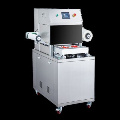 Automatic Vertical Tray Sealer DQ305L-V with Food Grade Stainless Steel and 6061 Anodized Aluminum Mold for Modified Atmosphere Packaging