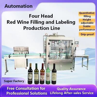 Customized Fully Automatic Four Head Red Wine Lamp Inspection and Filling Machine CH-400 Liquid Filling and Labeling