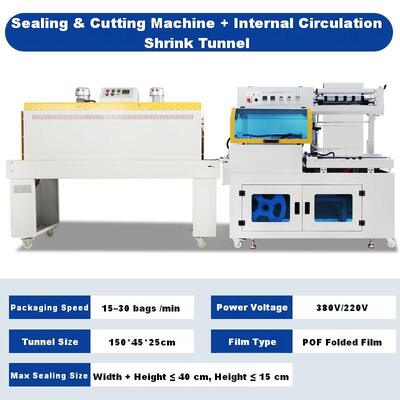 Fully Automatic High-Speed L-Type Sealing Cutting Heat Shrink Wrapping Machine PLC-Controlled Food Cartons Cans Tableware